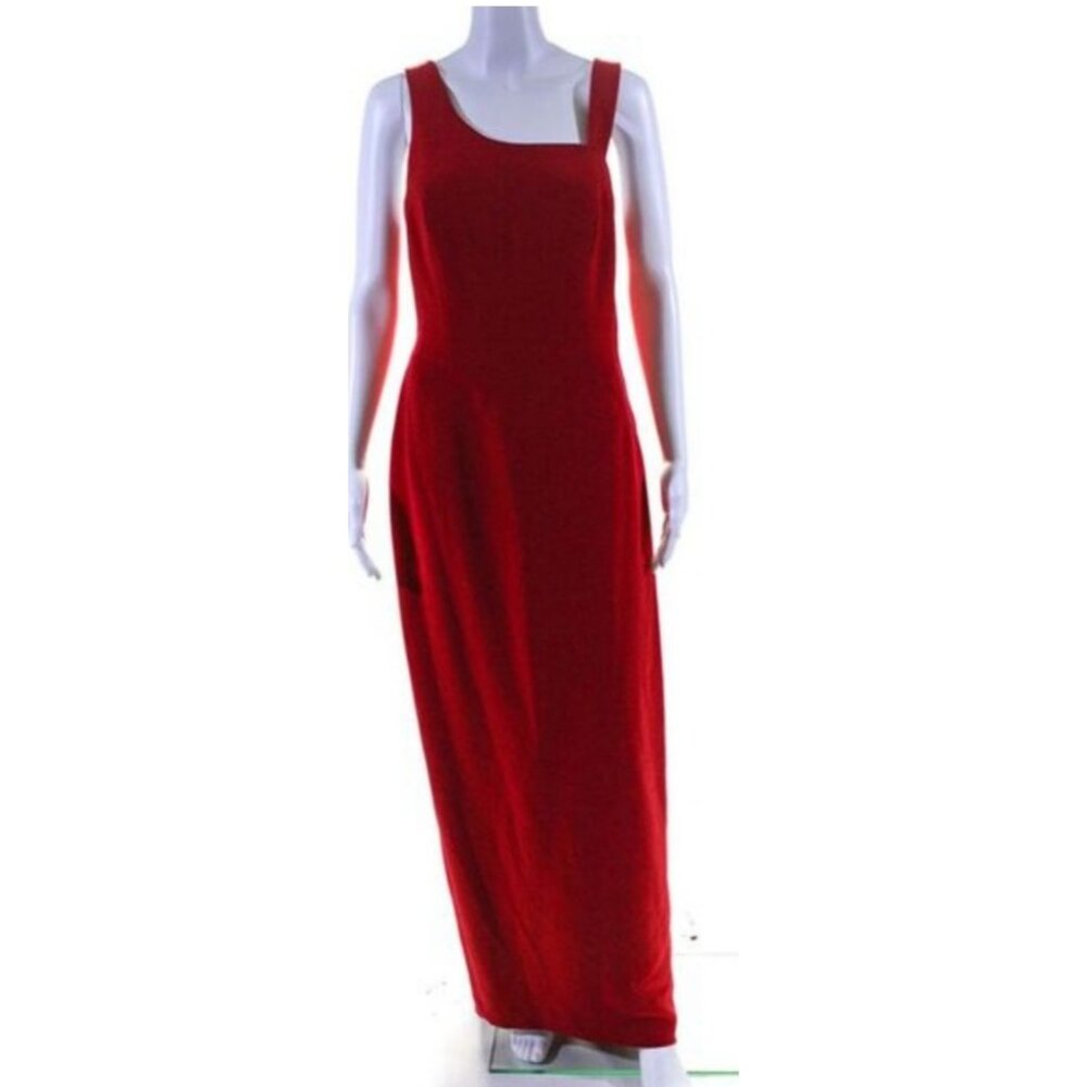 Andrea Polizzi Womens Back Slit Cut-Out Zipped Sleeveless Maxi Gown Red Size 10